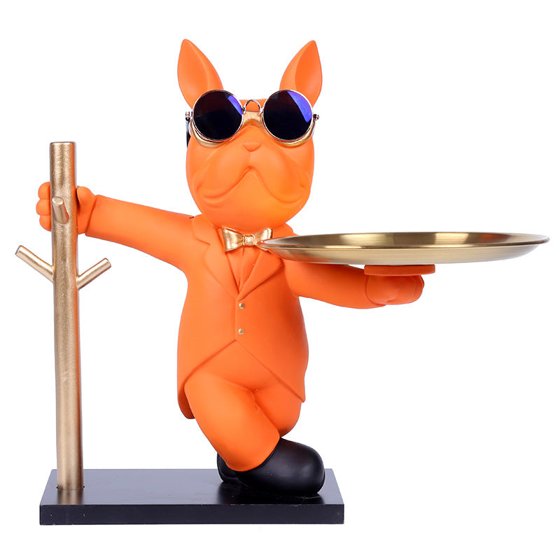 Cool French Bulldog Tray Statue Creative Resin Entryway Key Holder & Coffee Table Decor