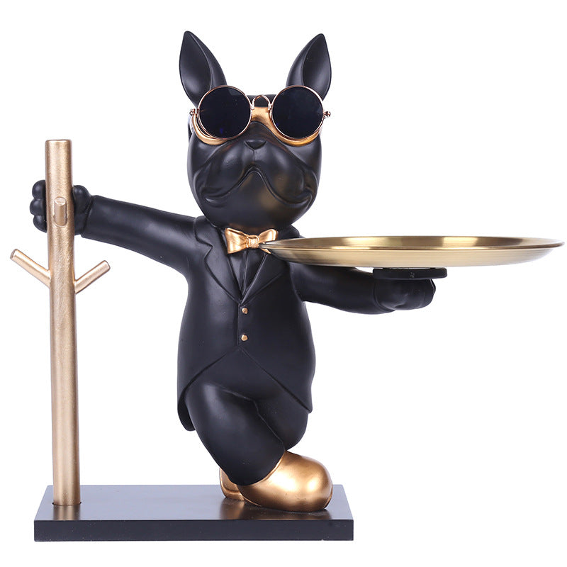 Cool French Bulldog Tray Statue Creative Resin Entryway Key Holder & Coffee Table Decor