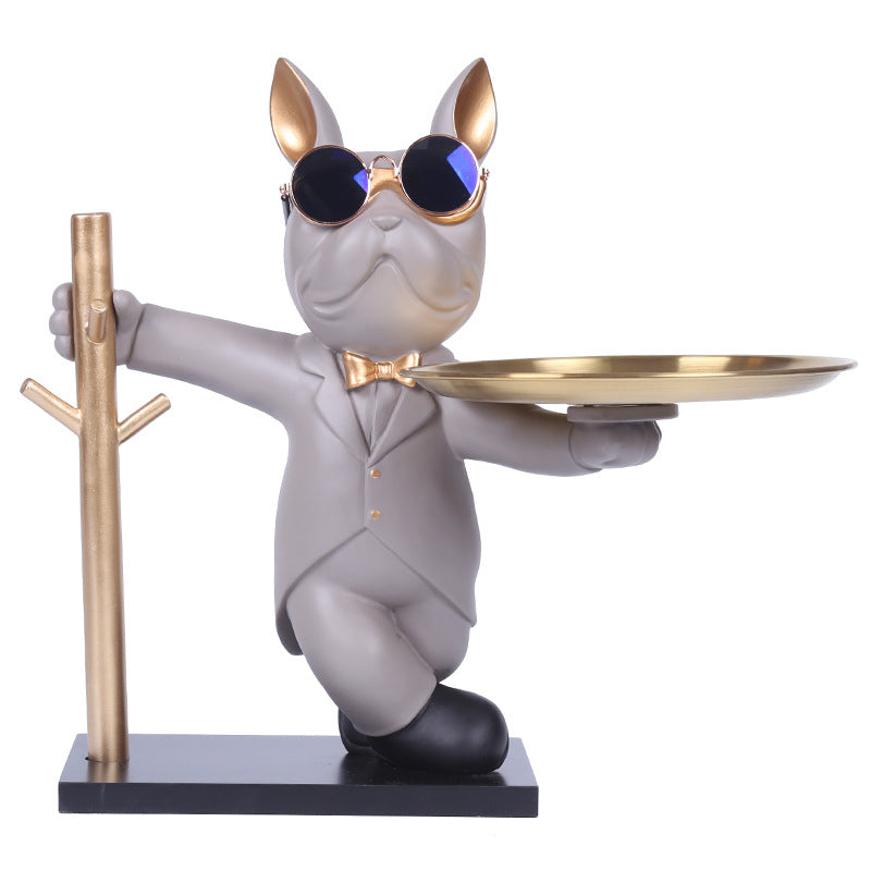 Cool French Bulldog Tray Statue Creative Resin Entryway Key Holder & Coffee Table Decor