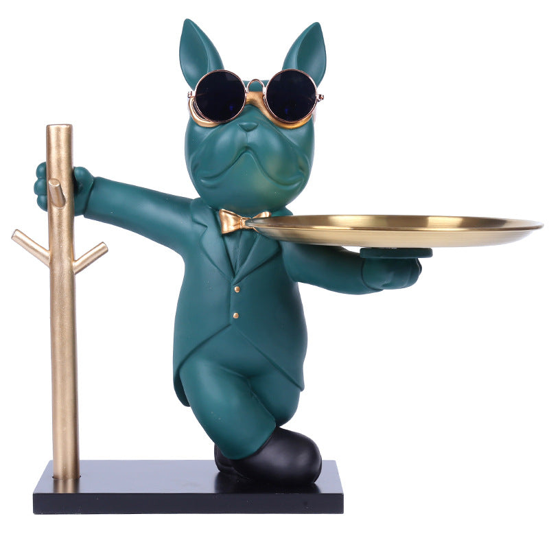 Cool French Bulldog Tray Statue Creative Resin Entryway Key Holder & Coffee Table Decor