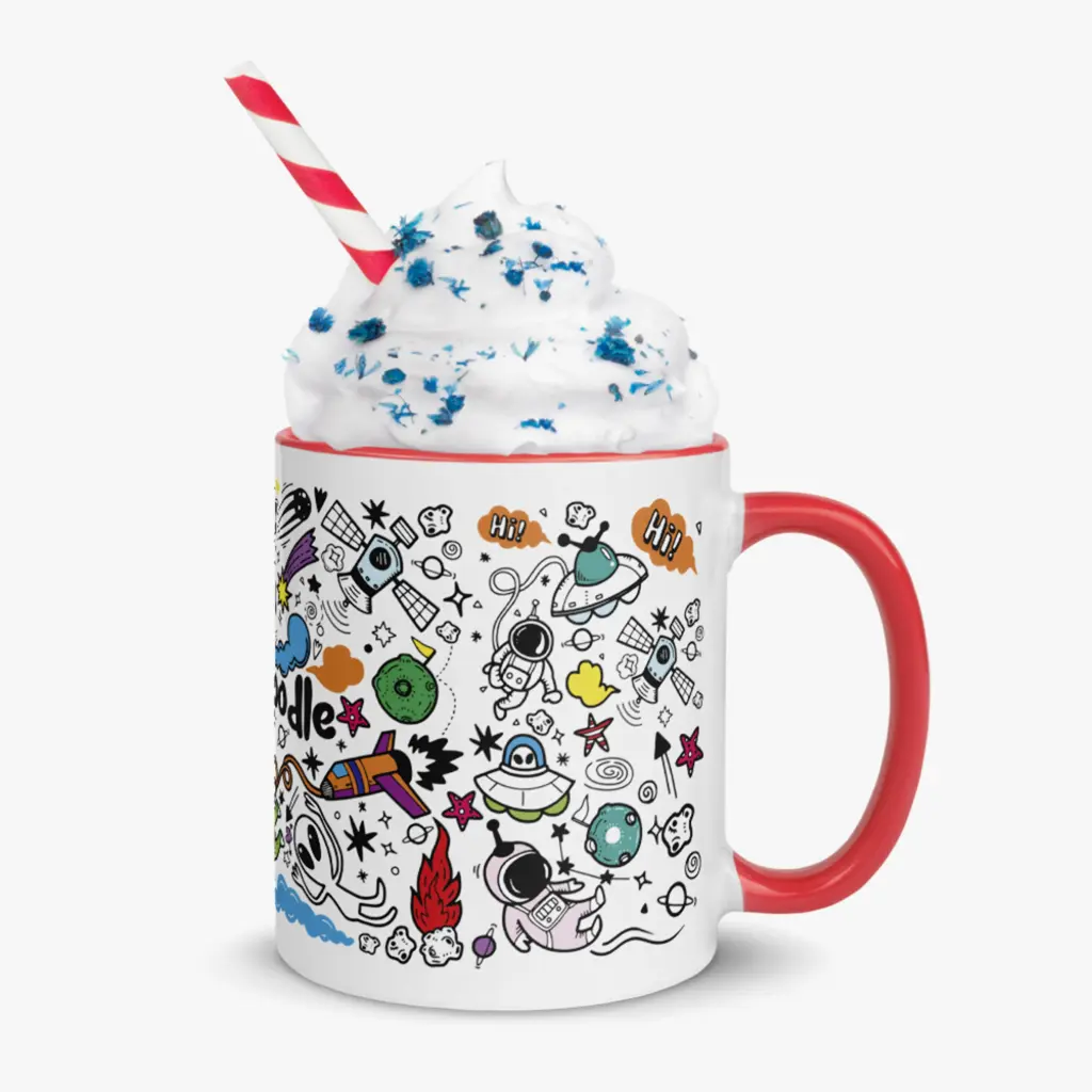 Space Doodle Galaxy Mug (Red, 11 oz)