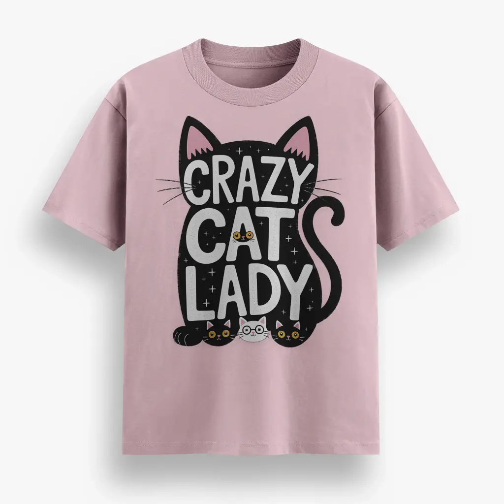 Crazy Cat Lady Unisex T-shirt (Soft Pink, S)