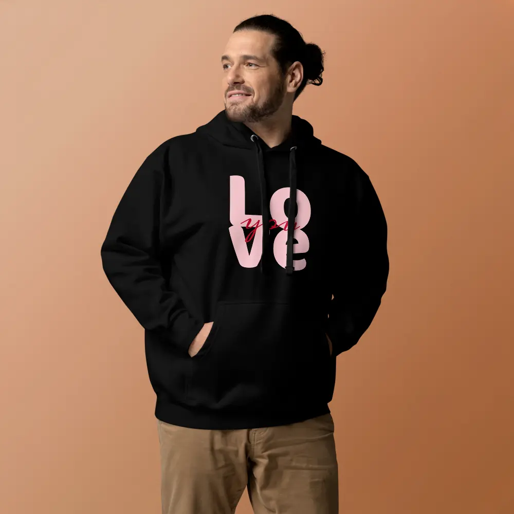 Love You Unisex Premium Pullover Hoodie (Black, S)