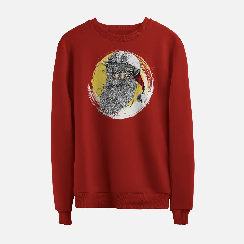 Retro Santa Christmas Sweatshirt (Cardinal, S)